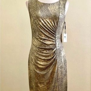 Calvin Klein Gold Ruched Dress